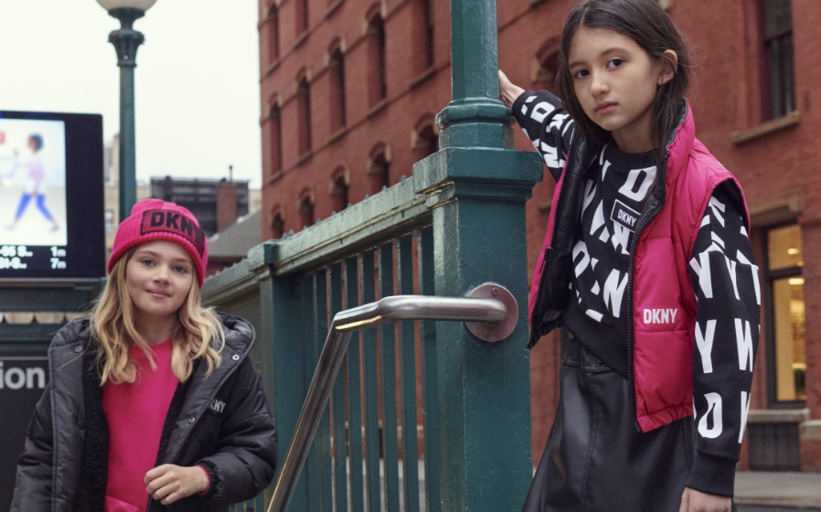 2 girls with DKNY winter clothes 