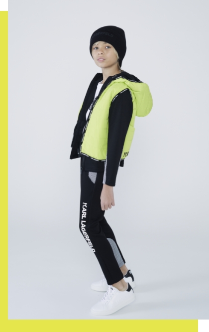 Boy with the Karl Lagerfeld sleeveless puffer