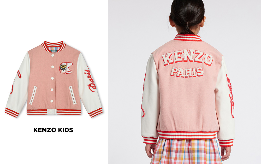 bomber rose et blanc de la marque luxe kenzo pour enfant sur kids around