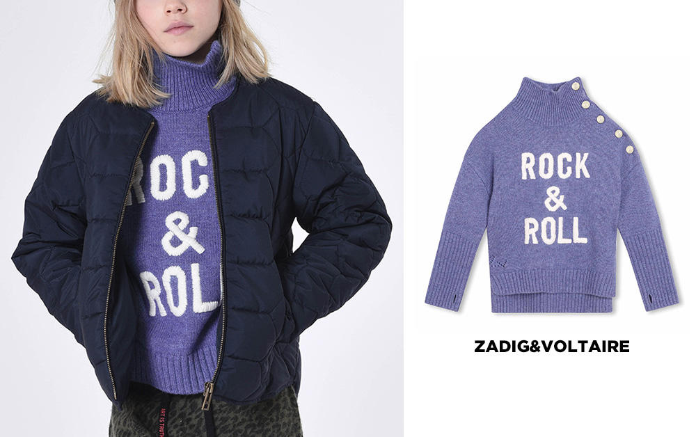 pull violet parme rock & rock de la marque luxe zadig et voltaire sur kids around