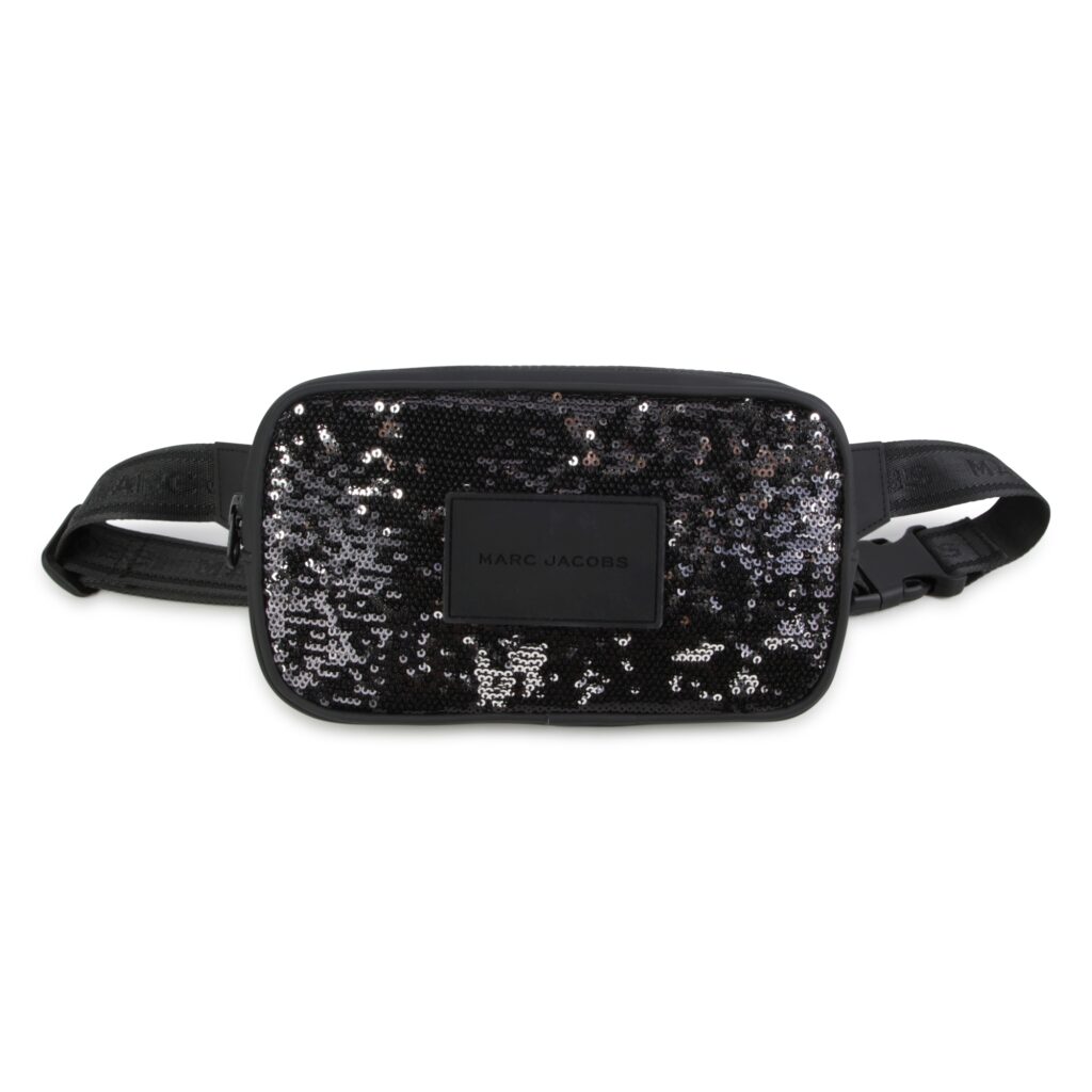 Marc Jacobs black sequin belt bag for girls available on Kids around